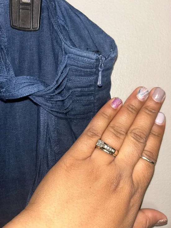 Linen Maxi Skirt - navy blue 100% linen w/fringe tie detail - Picture 8 of 11